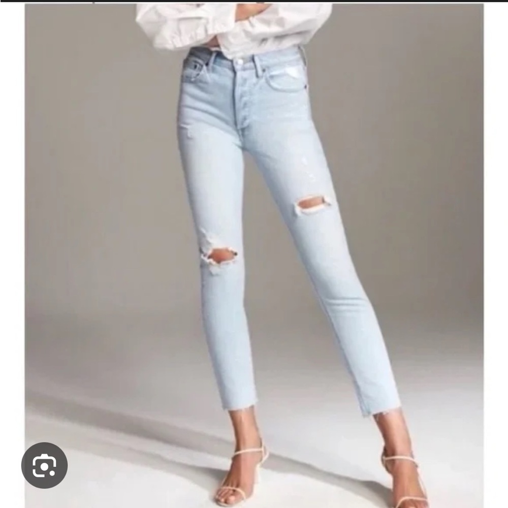 Distressed Light Blue Yoko High Rise Jeans